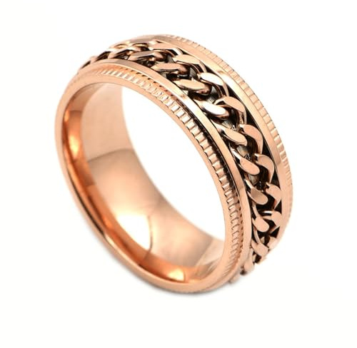 Gualiy Titan Herren Ring, Fidget Ring Spinner Drehbare Kette Ringe Größe 52 (16.6)-67 (21.3)