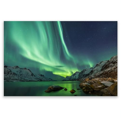 SMTDeco Herdabdeckplatte 80×52 cm – Mehr Arbeitsfläche, Spritzschutz & Schneidebrett – ESG Glas, kratzfest – für Induktion/Ceranfeld – 1-teilig, Motiv Nordlichter Grün