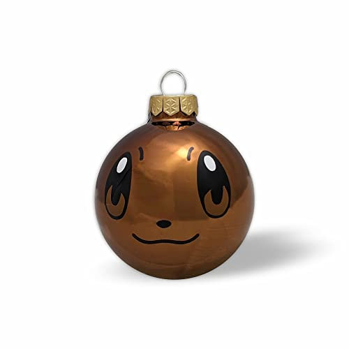 Braune Evo-Face Weihnachtskugel 5,7cm - Christbaum-Schmuck - Deko für den Weihnachtsbaum - Glas Kugeln für den Christ-Baum (Evo-Face Kugel)