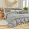 Freyamy Böhmen Bettwäsche 200x200cm 3teilig Hellgrau Grau Pom Pom Boho Chic Bettwäsche Gewaschene Microfaser Bettwaren-Sets Weiche Bettbezug mit Reißverschluss und 2 Kissenbezug 80x80cm