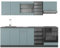 Vicco Küchenzeile R-Line, Blau-Grau/Anthrazit, 240 cm ohne Arbeitsplatte