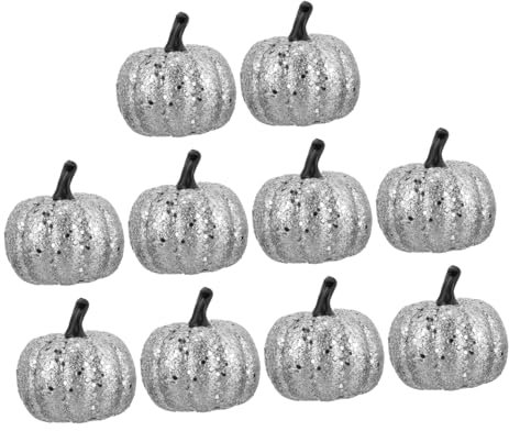 TOPPERFUN 10st Blasen-goldstaub-kürbis Mini Kürbis Deko Dekorative Kürbisrequisiten Obstfigur Esszimmertischdekoration Esstisch Heimdekorationen Kürbiskugeln Schaum Halloween