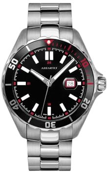 ASSARTO® - Herren Uhr (Silber Schwarz) mit Schweizer Quarzwerk, 316L Edelstahl Gehäuse & Armband - Männer Herrenuhr & Armbanduhr mit Datumsanzeige (Seapearl Collection) analog, wasserdicht