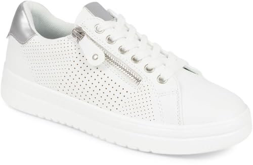 Dual-Fastening Trainers - White-Silver Size 7