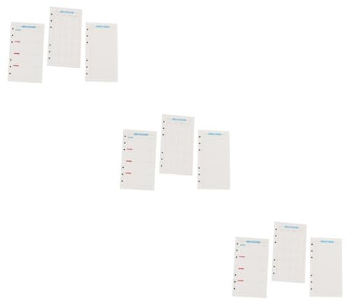 Operitacx 9 Sätze Loseblattpapier Breit Liniert Loseblatt-notizbuchpapier Verstärktes Füllpapier A5 Papier Nachfüllung 6 Ring Raster-notizbuch A5 6-ringbuch A6 Loses Blatt