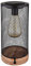 GLOBO Solarlampe Tischleuchte Außen LED Gartendeko Holz, Metallgitter schwarz, 3000K warmweiß, DxH 12x25,5 cm