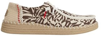 HEYDUDE - Wendy Espadrille Retro Palm, Zapatos sin Cordones para Mujer, Downtown Brown/Egret, 39