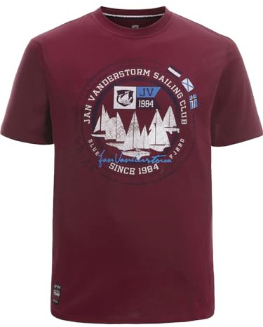 Jan Vanderstorm Herren T-Shirt Terno | Kurzarm, Rundhals | Reine Baumwolle | große Größen L-7XL rot, 3XL (XXXL) - 64/66