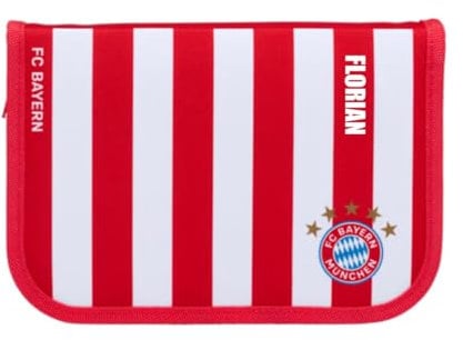 FC Bayern München Federmäppchen - Personalisiert mit Name - Gefülltes Schüleretui Fußball Jungen mit Inhalt Stiften