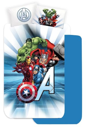 Marvel Avengers 3-Piece Children's Bedding Set for Double Bed Sheets in 100% Cotton