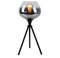 GLOBO Tischlampe schwarz Beistellleuchte Nachttischlampe Dreibein Leseleuchte Rauchglas, Metall, 1x E27 Fassung, DxH 24x45 cm