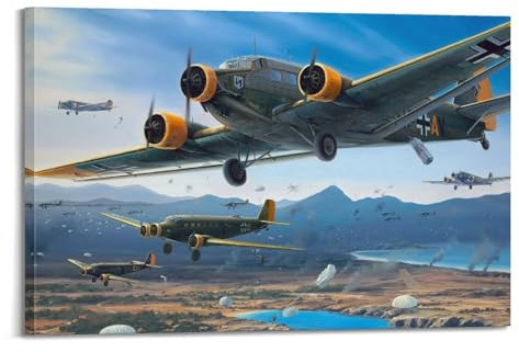 Militär-Bomber-Poster, Ju 52, Bomberjet-Poster, dekoratives Gemälde, Leinwand, Wandposter und Kunstdruck, moderne Familienschlafzimmer-Dekoration, Poster, 50 x 75 cm