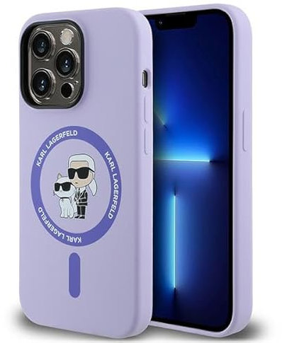 CG MOBILE Karl Lagerfeld KLHMP14LSCMKCRHU Hülle für iPhone 14 Pro 6.1 lila hardcase Silicone Karl&Choupette Heads Ring