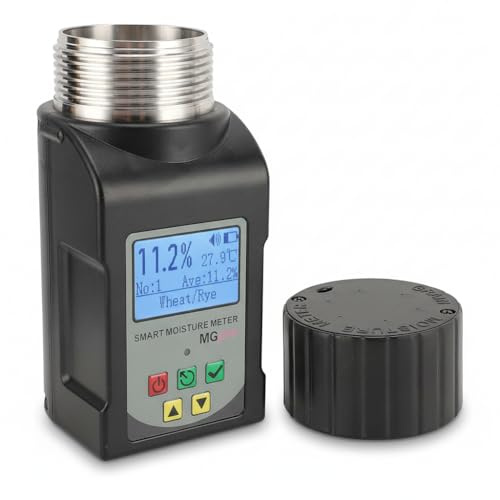 Tnfeeon Tragbarer Getreidetester mit LCD-Display, Mini-Tassen-Getreide-Feuchtigkeitsmesser für Kaffee, Kakao, Reis, Weizen, 25 Arten