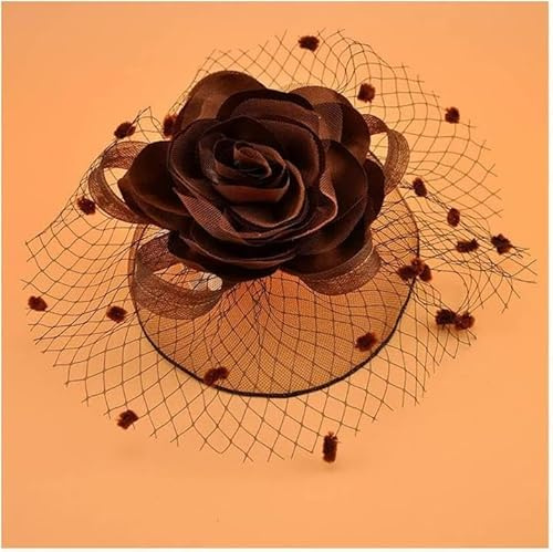 Amlhy Fascinator mit Blumenmuster, Retro-Stil, Mini-Zylinder, Brautschmuck, Hochzeit, Netz-Kopfschmuck mit Clip für Damen, Party