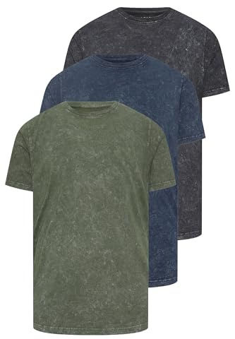 BadRhino Big & Tall 3 Pack & Navy Acid Wash T-Shirts - Men's - Plus Size Curve