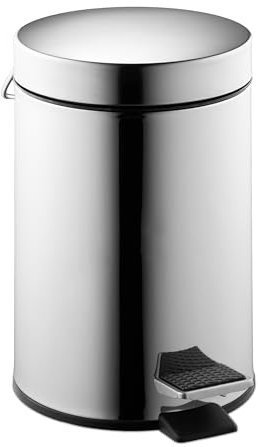 Relaxdays Poubelle de Salle de Bain, Acier Inoxydable Brillant, 3 litres, Seau intérieur Amovible, Couvercle, argentée
