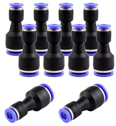 ANGEEK Lot de 10 accessoires pneumatiques de 10 mm à 6 mm, réducteurs pneumatiques Push en couplage rapide raccords rapides pour raccordement à l'air et à l'eau