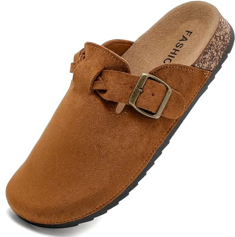 Otoepazm Zuecos y Mules para Hombre,Unisex Clog Pantuflas de Piel,Sandalias y Mulas de Piel con Corcho