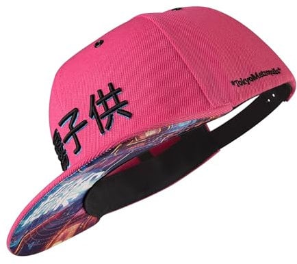 Nebelkind Snapback-Cap-Herren Damen Cyberpunk Japan Pink Einheitsgröße OneSize Größenverstellbar Baseballkappe Unisex Basecap Streetwear Style Baseball-Kappe mit geradem Schirm