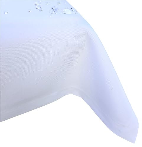 Abwaschbare Fleckenabweisende Leinenoptik Tischdecke (Weiß 130x340cm Eckig) hohe Stoffdichte GSM240g/m² Fleckschutz Lotuseffekt Wasserabweisende Kratzfeste Tischdecken Eckig/Oval/Rund viele Größen