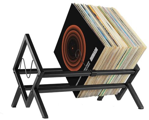CD Racks Record Stand 80-100 LP Storage Vinyl Organizer Vinyls Record Storage Holder Creative CD Display Stand Book and Vinyl Storage Metal for the Office or Any Room