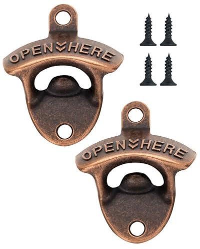 SCJJZ 2PCS Montado en la pared Apribottiglie,Ghisa Parete Apribottiglie Vintage Rustico con Viti Autofilettanti per Casa Giardino Bar KTV Hotel