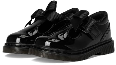 Dr. Martens Polley II Bow T (Toddler) Girls Mary Jane Flat Shoes, Black, 13.0 cm