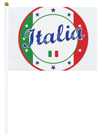 Italienische Flagge, Farben, Sterne, 6 Stück & 10 Stück, Handflaggen auf Stab, für Paraden, Party, Bar, Geburtstag