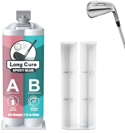 NICE2MEU 60ml Colle Epoxy Bi-composant, Colle Epoxy Golf, Adhérence Forte, Prise Initiale en 30min, pour Réparer Shafts de Clubs Graphite et Acier, Conducteurs, Fers, Putters