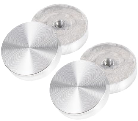 Toddmomy 4 Stück Teiliges Runde Aluminium scheiben Gewinde Massiv Glas Tischadapter für Glasplatten Silberfarbene Kreis scheiben Rostfrei Geeignet für Wohn Büro Glas tische