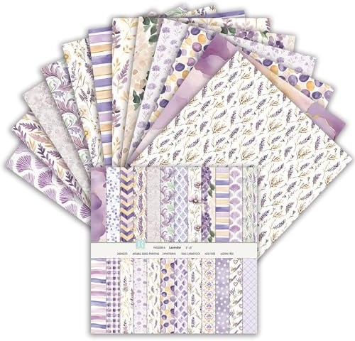 Oriental riverkit Scrapbook Papier 24 Blatt, Bastelpapier Muster, Lila | 15,2 x 15,2 cm, Doppelseitiges Muster Papier, Dekorpapier Set, Papier mit Muster für DIY Fotoalbum und Scrapbook Dekoration