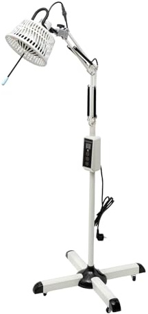 Aangeebone Lampe chauffante infrarouge, 300 W, avec plaque chauffante en céramique, avec écran tactile, minuterie et arrêt automatique, hauteur réglable et mobile (4 roulettes) pour chaleur profonde