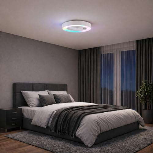 Lightbox LED-Deckenleuchte mit Ventilator, Ø 49 cm, IC-RGB, 4700 Lumen, | LED-Deckenleuchte mit Ventilator, Ø 49 cm, IC-RGB, 4700 Lumen, 2700-6500 Kelvin, dimmbar, CCT, Vorwärts- u. Rückwärtslauf
