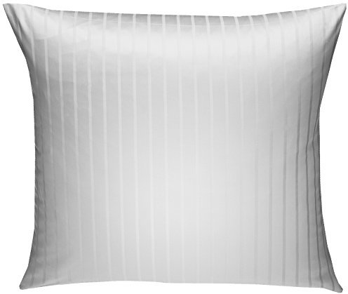 Bettwaesche-mit-Stil Mako Satin Damast Streifen Bettwäsche Garnitur Lima gestreift mit Reißverschluss (Weiß, 40 x 40 Kissenbezug)