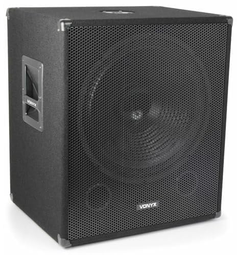 Vonyx SMW18 Subwoofer pasivo para Discoteca, subwoofer de 18 Pulgadas, 1000 vatios, Altavoz de Graves Estable para Fiestas, woofer, Altavoz pasivo para DJ con Revestimiento de Fieltro en Negro