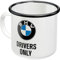 Nostalgic-Art Taza esmaltada retro, 360 ml, Official License Product (OLP), BMW – Drivers Only – Idea de regalo para fans de BMW, taza para camping, diseño vintage