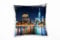 Paul Sinus Art City, New York, Manhattan, Nacht, blau, orange Deko Kissen 40x40cm für Couch Sofa Lounge Zierkissen - Dekoration zum Wohlfühlen