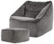icon Natalia Velvet Bean Bag Chair with Footstool, Charcoal Grey, Large Adult Bean Bag with Filling Included, Accent Chair, Armchair, Living Room Furniture, Bedroom Furniture