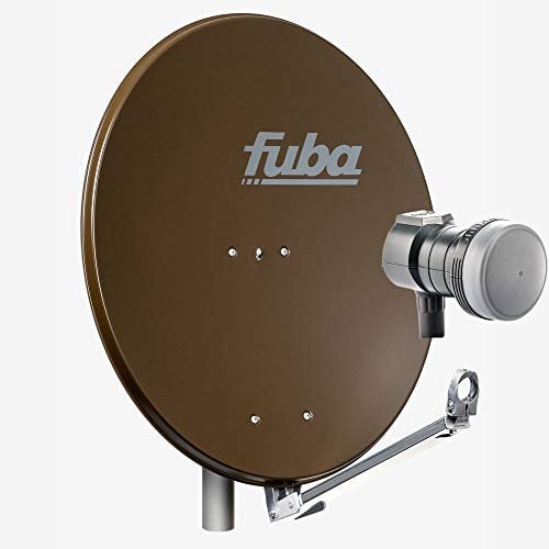 Fuba Satellitenschüssel Komplettset 1 Teilnehmer DAL 801 B - Sat Komplettanlage Fuba DAL 800 B Alu Sat-Schüssel/Sat-Spiegel braun + Fuba DEK 117 Single Universal LNB - HDTV, UHD(4K/8K), 3D