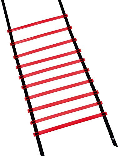 Wakects Fitness Ladder Agility Ladder, 5m Soccer Training Ladder Fitness Ladder Agility Ladder, 10 Rung Heavy Duty Design, Perfect for for Football, Rugby, Tennis, Baseball, 196.9 x 16.1 inch(Red)