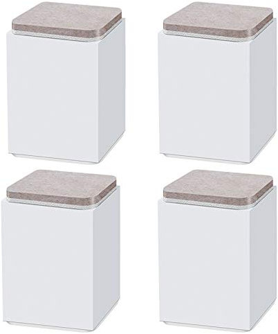 4PCS Pieds de Support de Meubles,Rehausseurs Autocollants en Acier Carbone,Carré 6x6cm,pour Sofa Lit Meuble TV Tables de Bout,Rehausseur de Meubles,Haute 5cm/10cm,Noir/Blanc/Marron(white10cm)