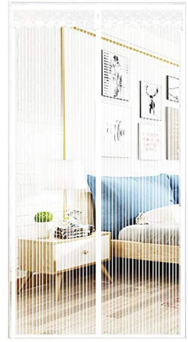 ZJXSNEH Tenda Morbida Magnetica Ricamata Criptata A Scacchi Muta Anti-Zanzara Strisce Bianche 100X240cm