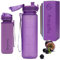 Hydracy Water Bottle with Time Marker - 500 ml 17 Oz BPA Free Water Bottle - Leak Proof & No Sweat Gym Bottle with Fruit Infuser Strainer - Ideal for Fitness or Sports & Outdoors