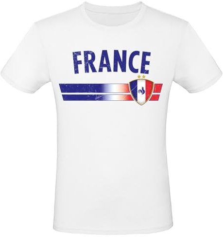 Alsino EM Fan Shirt Frankreich Europameisterschaft 100% Baumwolle T-Shirt Rundhals Fanartikel Alle Größen Herren Damen Fan-Shirt, Größe wählen:M, Land wählen:Frankreich