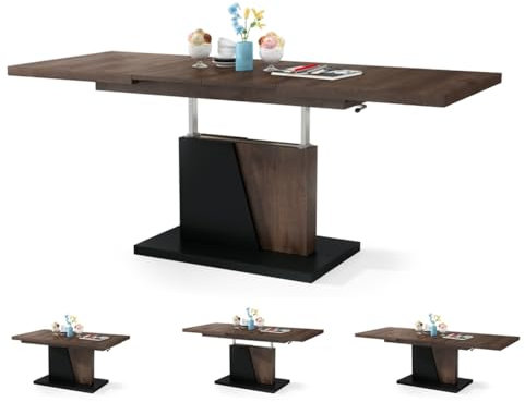 Moderner Esszimmertisch Grand - Esstisch - bis 180cm ausziehbar – höhenverstellbar - Küchentisch - Kitchen Table - 120x70cm - 05 - Braune Eiche + Schwarz