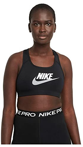 Nike Women's W Nk Df Swsh Cb Futura Gx Training Bra, Black/White/Particle Grey, XL
