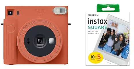 instax Square SQ1 Sofortbildkamera, Terracotta Orange & Square Film, 5'er Pack (5x10 Aufnahmen)