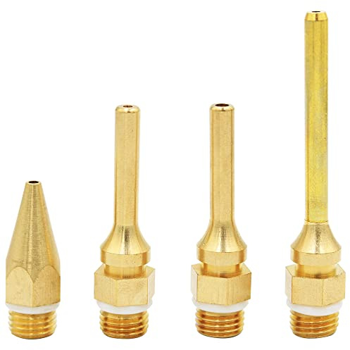 Mesee 4pcs Hot Melt Glue Gun Nozzle Set for 11mm Thread Power Tools, Long Short Small-bore Large Diameter Pure Copper Nozzle Tips 2.0x70mm 2.0x50mm 2.0x34mm 3.0x50mm