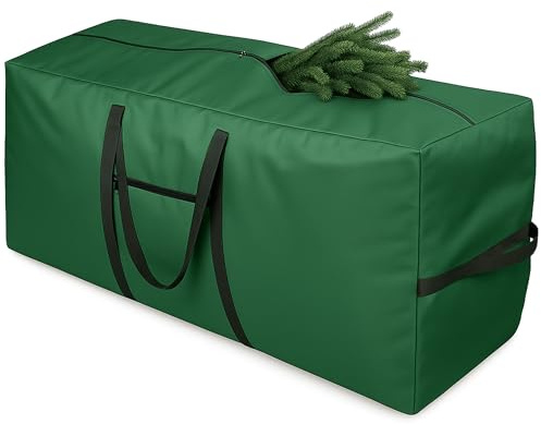Homatz Christmas Tree Storage Bag – Heavy Duty Tree Bag Fits Up to 7.5ft Artificial Xmas Tree, Large Waterproof Xmas Tree Bags with Reinforced Handles, Zipper & Pocket – Holiday Tree Organiser (Green)
